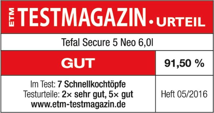 Produktbild Tefal Secure 5 Neo inkl. Dampfkorb (22 cm, Dampfkochtopf, Edelstahl)