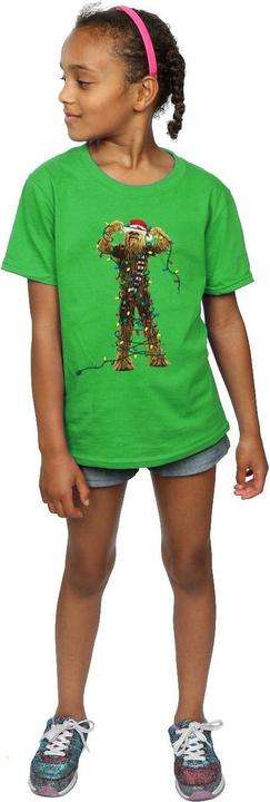 Actual product image Star Wars Girls Chewbacca Christmas Lights Cotton T-Shirt (116)
