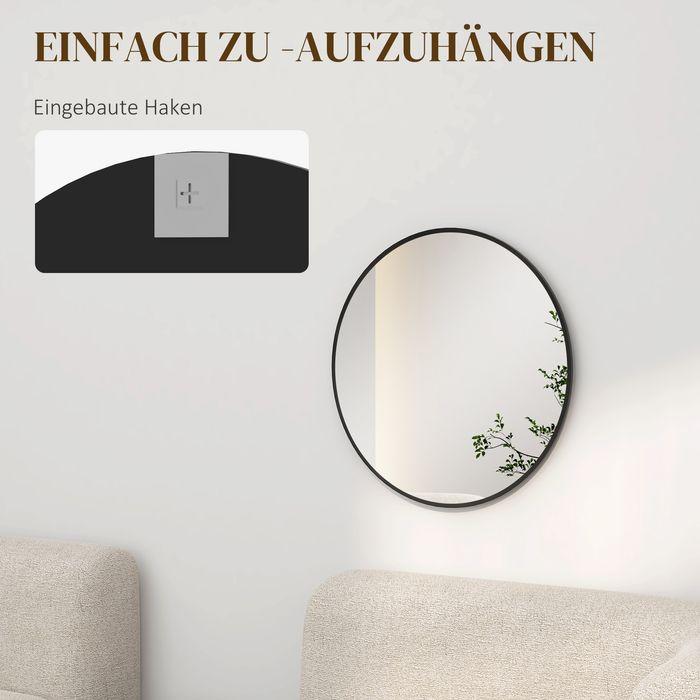 Produktbild Swisshandel24 Wandspiegel, 60x60cm Alurahmen, Rund Schwarz (60 x 60 cm)