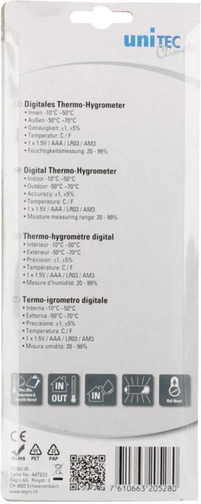 Actual product image Unitec Digital Outdoor Thermo-Hygrometer