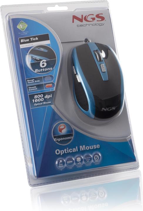 Immagine prodotto NGS Mouse a spunta blu a destra USB Tipo-A ottico 1600 DPI (Cablato)