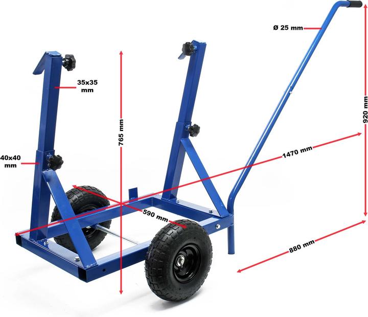 Immagine prodotto XPOtool Carrello portapiatti 200kg 280-830mm pneumatici Carrello portapiatti Carrello di trasporto (200 kg)