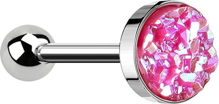 Image du produit Star Piercing Micro Barbell silber mit Druse Stein pink (sans laiton, Acier chirurgical 316L)