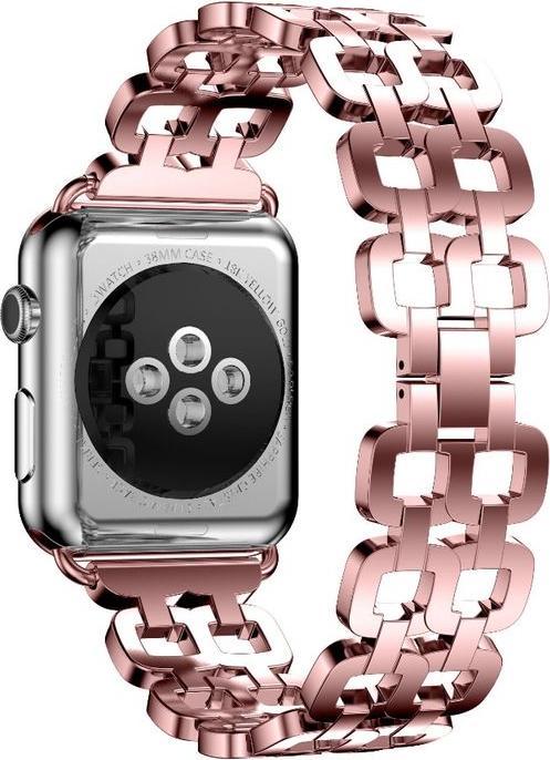 Produktbild Hermex Apple Watch 44mm / 42mm Luxus Edelstahl Ring Armband Metall ROSÉGOLD (44 mm, 42 mm, Edelstahl)