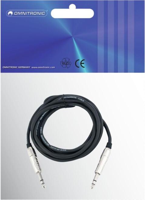 Produktbild Omnitronic Klinkenkabel 6,3 stereo 3m sw ROAD (3 m, 2.5mm)