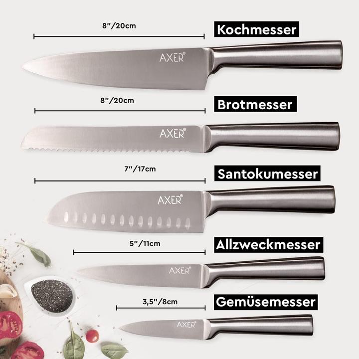Produktbild Axer Küchenmesser-Set, 5-teilig, Silber (20 cm)