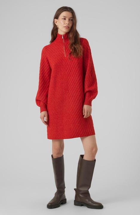 Actual product image Vero Moda VMANJASTINNA HIGHNECK ZIP DRESS GA EXC Knit Dress (S)