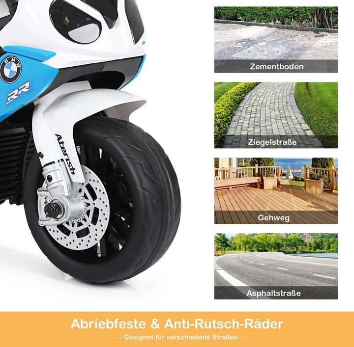 Produktbild Homcom Kinder Elektro Motorrad mit Licht- und Soundeffekte BMW S1000 RR blau (6 V)