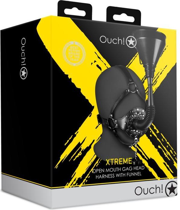 Actual product image Ouch! Open Mouth Gag Head Harness with Funnel