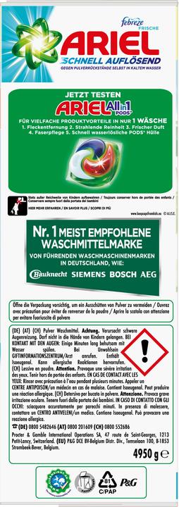 Energie-Label Ariel Febreze Freshness (90 Waschgänge, Waschpulver)