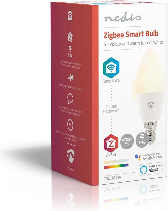 Image du produit Nedis SmartLife Ampoule à LED de couleur | Zigbee 3.0 | E14 | 470 lm | 4.9 W | RGB / Chaud à froid we (E14, 4.90 W, 470 lm, 1 x, F)