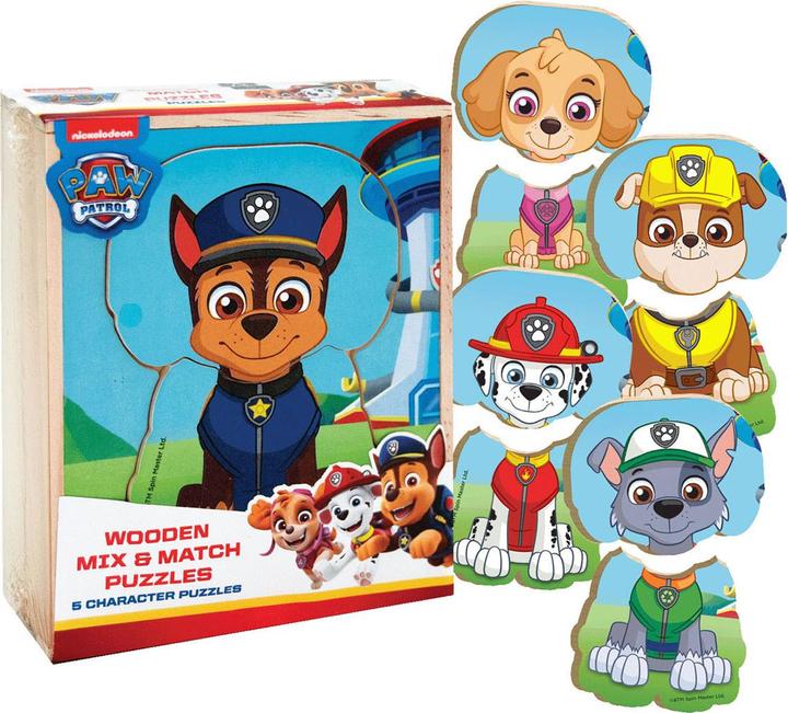 Actual product image Paw Patrol Wooden puzzle - Mix & Match (10 pieces)