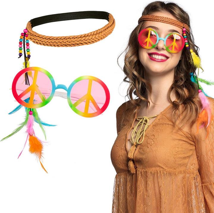 Immagine prodotto Boland Set Hippie bohémien: fascia e occhiali da festa