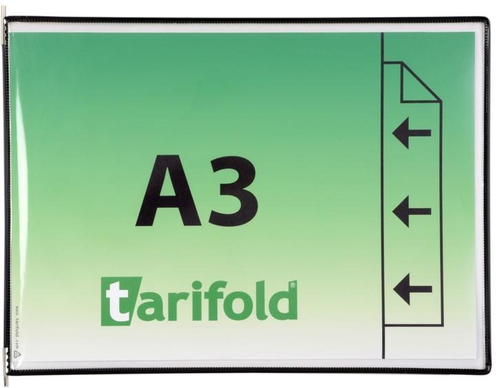 Image du produit Tarifold 10 plaques pochettes avec 5 onglets DIN A3 paysage noir, ouverture latérale