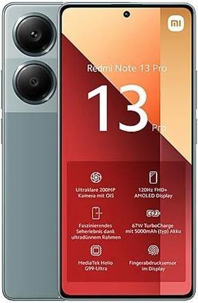 Produktbild Xiaomi Redmi Note 13 Pro (256 GB, Forest Green, 6.67", Hybrid Dual SIM, 200 Mpx, 4G)