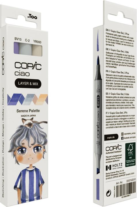 Produktbild Copic CIAO - Marker (C-2 Cool Gray No. 2, YR-000 Silk, BV-13 Hydrangea Blue, 6 mm, 3 x)