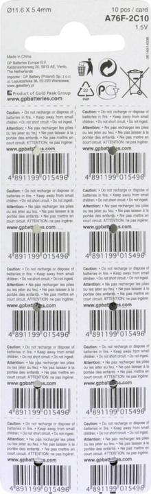 Productafbeelding GP Batteries Alkalische (10 Pcs., LR44, 105 mAh)