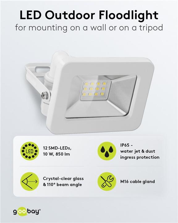 Actual product image Goobay LED outdoor spotlight, 10 W (853 lm, IP65)