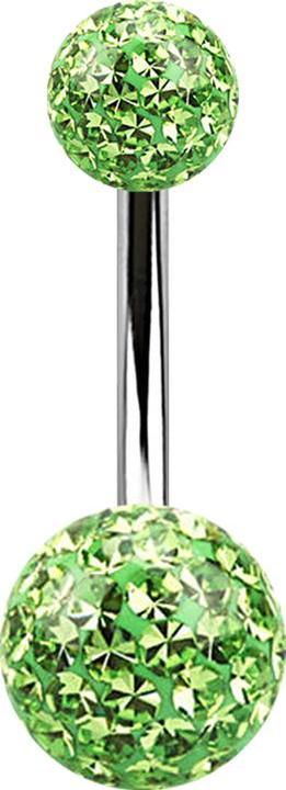 Produktbild Star Piercing Banane silber mit zwei Kristall Kugeln hellgrün Epoxy Schutzschicht (Chirurgenstahl 316L, ohne Messing)