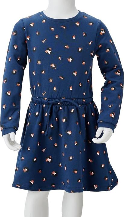 Actual product image VidaXL Children's dress with long sleeves navy blue 140,Material: 95 (140)