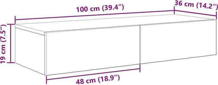 Produktbild VidaXL Wandregal mit Schubladen Braun Eiche 100x36x19 cm Holzwerkstoff
