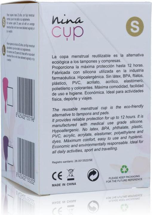 Actual product image Nina Kiki Nina Cup Menstrual Cup Size Pink (S)