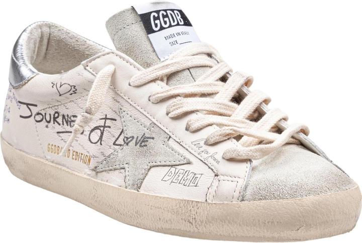Actual product image Golden Goose super star sneakers in leather and suede color white and silver (40)
