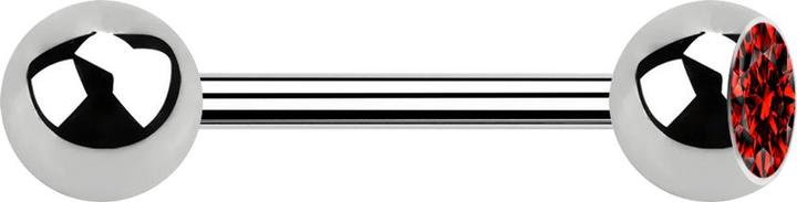 Produktbild Star Piercing Barbell silber mit Kugel und Kugel Kristall rot (ohne Messing, Chirurgenstahl 316L)
