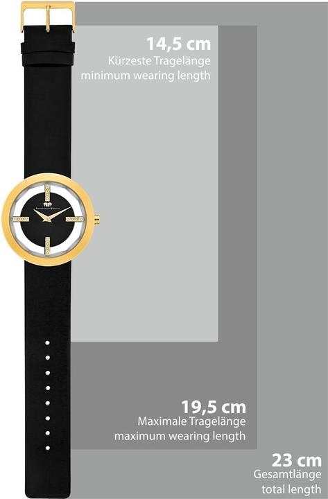 Immagine prodotto Orologio al quarzo da donna Lucrezia in vera pelle nera - 4336 (Orologio da polso analogico, 42 mm)