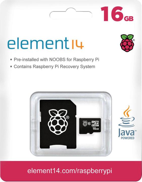 Produktbild Raspberry Pi SD Karte 16 GB MicroSD mit Noobs OS (16 GB, microSD, U3)