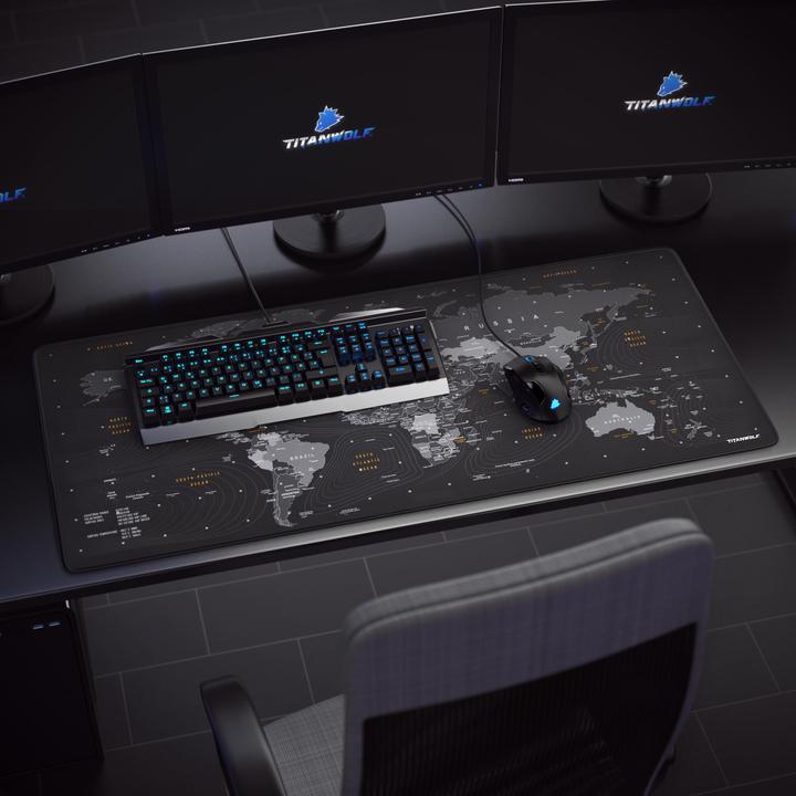 Actual product image Titanwolf Gaming Mouse Pad XXL, smooth fabric, speed mouse mat 900 x 400mm large surface, globe (Wide)