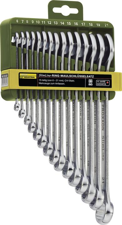Actual product image Proxxon Combination open-ended spanner set 15 pieces (21 mm, 18 mm, 19 mm, 20 mm, 13 mm, 17 mm, 9 mm, 6 mm, 10 mm, 11 mm, 7 mm, 16 mm, 15 mm, 8 mm, 14 mm, 12 mm)