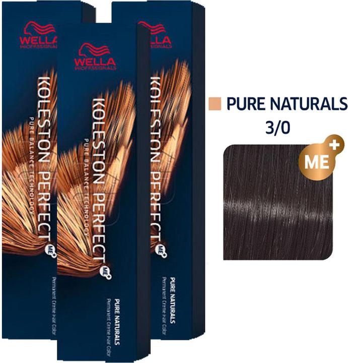 Produktbild Wella Koleston Perfect ME+ Pure Naturals 3er Set 3/0 Dunkelbraun (0, 3)