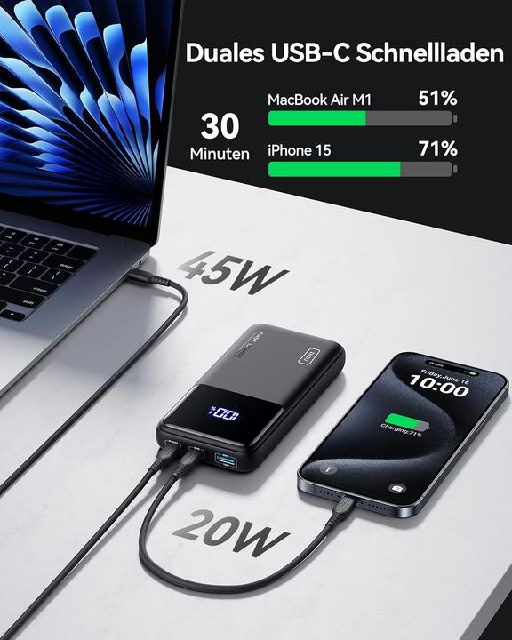 Actual product image INIU Powerbank 20000mAh (20000 mAh, 65 W)