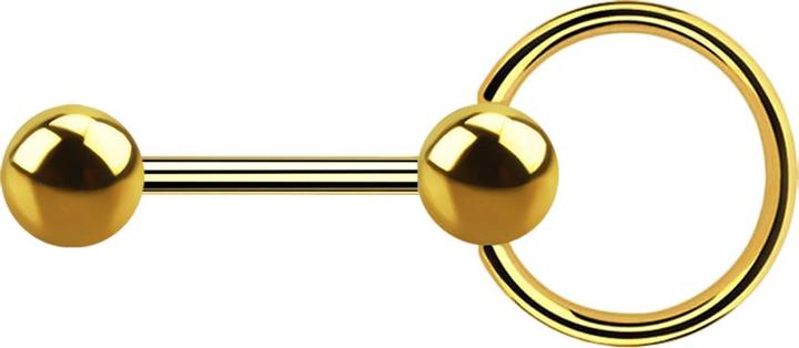 Produktbild Star Piercing Barbell vergoldet mit Kugel und Kugel Ball Closure Ring (Chirurgenstahl 316L, ohne Messing)