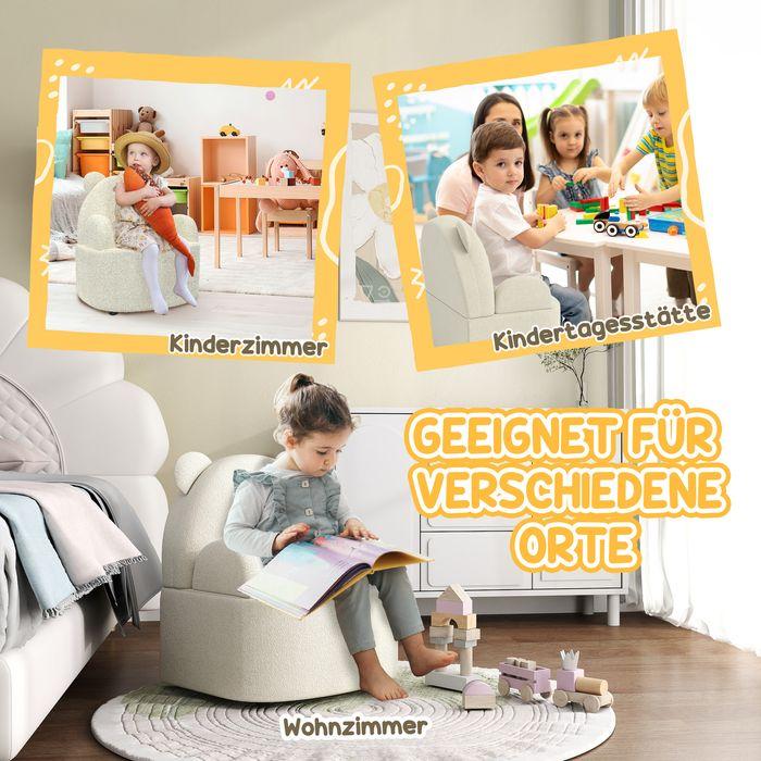 Image du produit Swisshandel24 Fauteuil enfant, canapé enfant, teddy fleece, forme ours, 1,5-3 ans, beige (Fauteuil pour enfants)