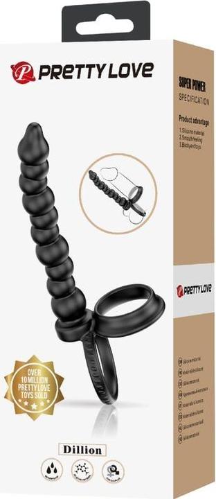 Actual product image Pretty Love Dillion Double Penetration Cock Ring Black