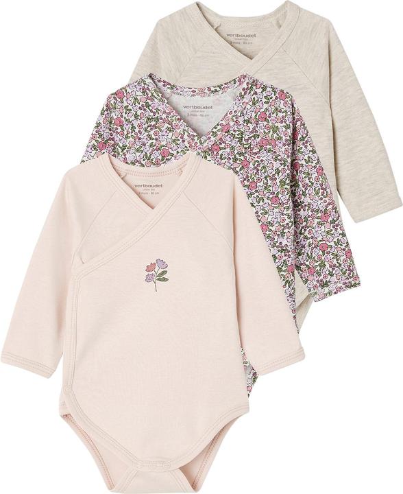 Produktbild Vertbaudet Bio-Kollektion: 3er-Pack Baby Langarmbodys, Blumen (68)