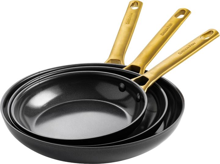 Actual product image Greenpan Ceramic pans PADOVA Black 20 + 24 + 28 cm (28 cm, Saucepan, Aluminium)