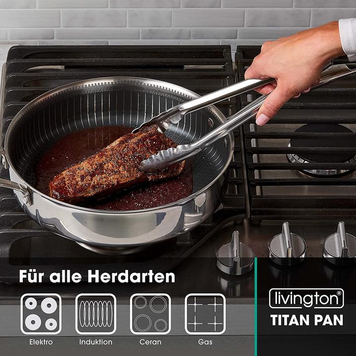 Immagine prodotto Livington Titan Pan (26.50 cm, Padella per friggere, Acciaio inossidabile, Alluminio)
