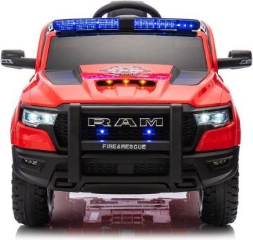 Produktbild Es-toys Kinderfahrzeug – Elektro Auto „Feuerwehr Dodge RAM“ 4 Motoren- 2,4Ghz Fernsteuerung, MP3 + Sir