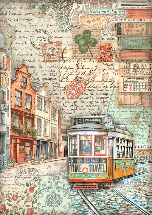 Immagine prodotto Stamperia Filo di paglia con motivo "Art of Travelling", DIN A4 (28 g/m²)