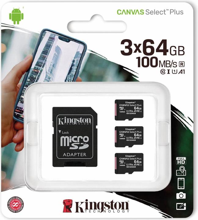 Image du produit Kingston Canvas Select Plus (64 Go, microSDXC, U1, UHS-I)
