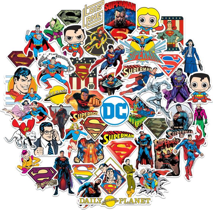 Produktbild Superman Figur Aufkleber Deluxe 50erPack Vinyl