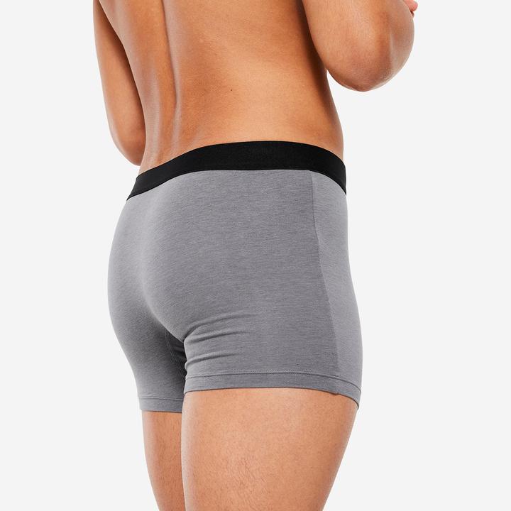 Produktbild Domyos Boxershorts Herren Baumwolle 3er-Pack - schwarz/grau/blau (XL, 3er Pack)