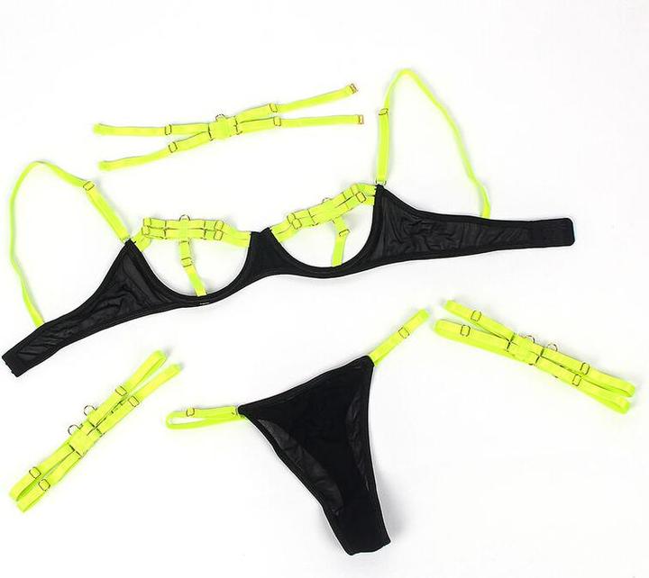 Productafbeelding Subblime - 955274 BH-set met ketting en beendetails fluorescerend groen S/M (S/M)