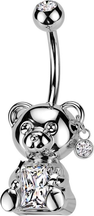 Immagine prodotto Star Piercing Banane silber mit Kugel silber Kristall silber und Teddybär Kristall silber (Acciaio chirurgico 316L, Ottone)