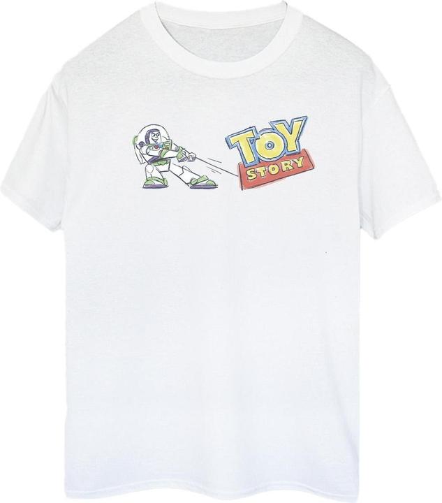 Actual product image Disney Womens/Ladies Toy Story Buzz Pulling Logo Cotton Boyfriend T-Shirt (L)