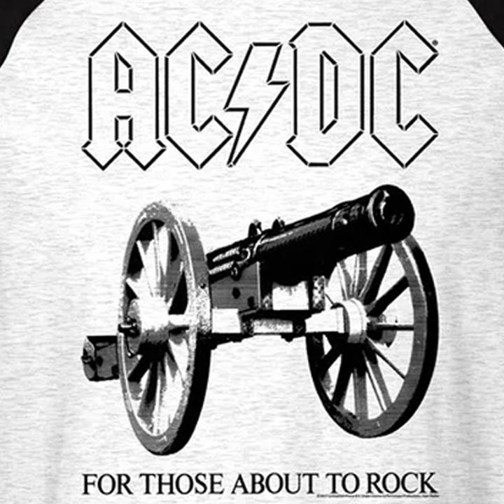 Actual product image AC/DC Unisex Adult For Those About To Rock Raglan Long-Sleeved T-Shirt (S)