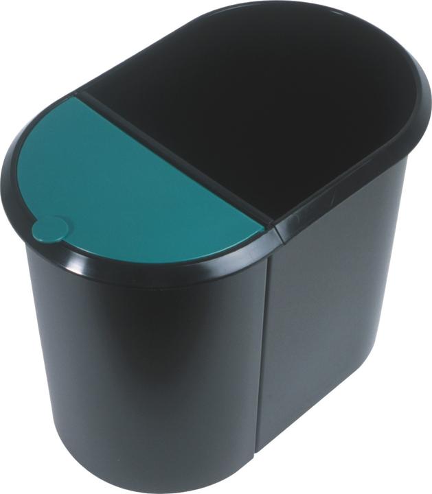 Helit Cestino per carta straccia "doppio", ovale, PE, nero/verde (29 l)
